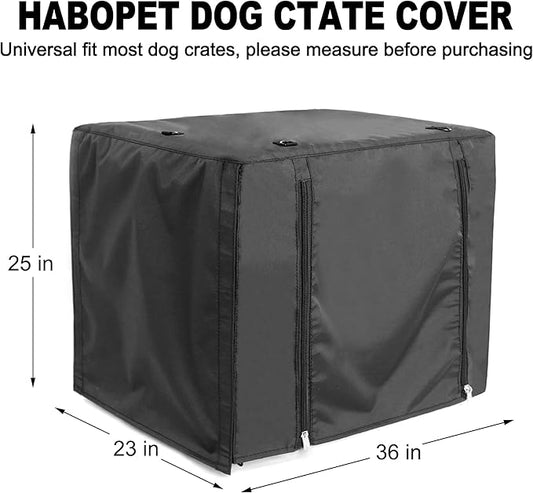 Dog Crate Cover for 36 inches Wire Dog Crate, Waterproof, Double Door for Large Pet Kennel Cover, 36 x 23 x 25inch, Black