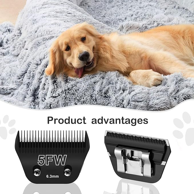 Detachable Pet Dog Grooming Wide Blades-Size 7FW+5FW+4FW Dog Grooming Wide Blade,Compatible with Most Andis,Oster A5,Wahl km10 Clippers -Black