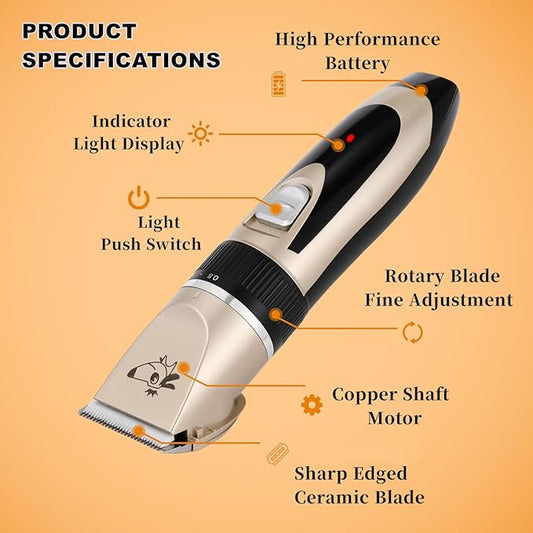 Aovdy Dog Clippers Grooming Kit Dog Shaver Clippers Hair and Paw Electric Cleaning Hair Clippers Set for Dogs Cats Rabbit (Gold, Scissor Set+Foot Shaving Blade)