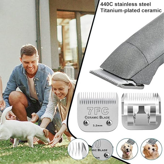 4PACK Dog Grooming Clipper Replacement Blades Compatible with Andis Pet Clipper/Oster A5/Wahl KM Series Dog Clipper,Ceramic Blade & Stainless Steel Blade (#3FC+4FC+5FC+7FC)