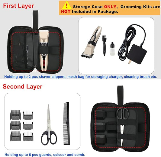 Cosmos Dog Clipper Carrying Case Bag for Pet Grooming Kit Storage, Cat Shaver Trimmer Organizer With Handle (Grooming Kits NOT Included)