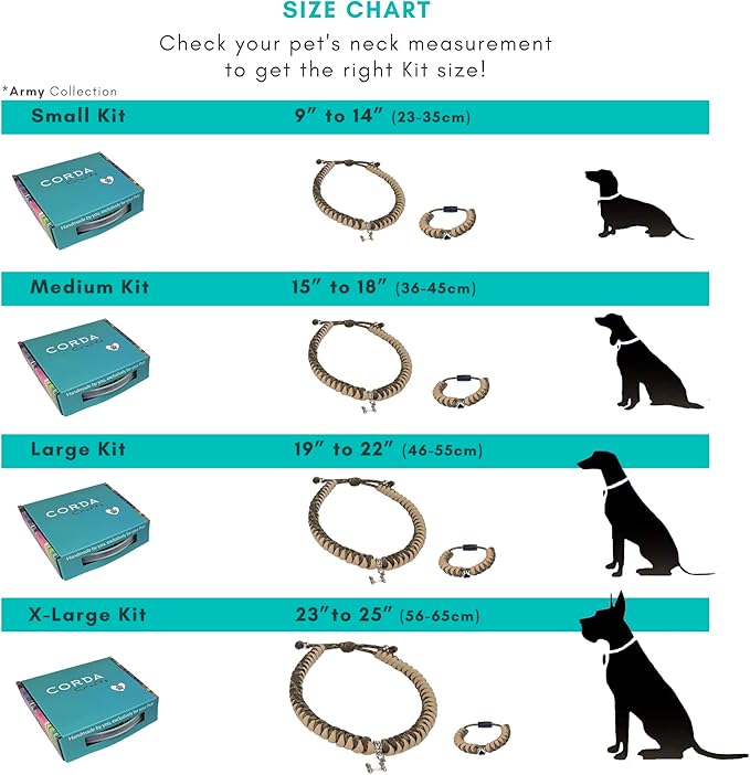 CORDA Crafts - Paracord Kit - Complete Accessories for Making Necklace Dog and Owner Matching Bracelet - Easy Video Tutorial - Waterproof Pet ID Tag Clip Included - X-Large Dog, Army