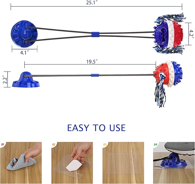 Dog Toys, Dog Chew Toys for Aggressive chewers,Dog Rope Toys with Suction Cup for Puppy Dogs,Dog Training Treats Teething Toys for Boredom Dog Puzzle Toy Treat Food Dispensing Ball Toys (Navy blue)