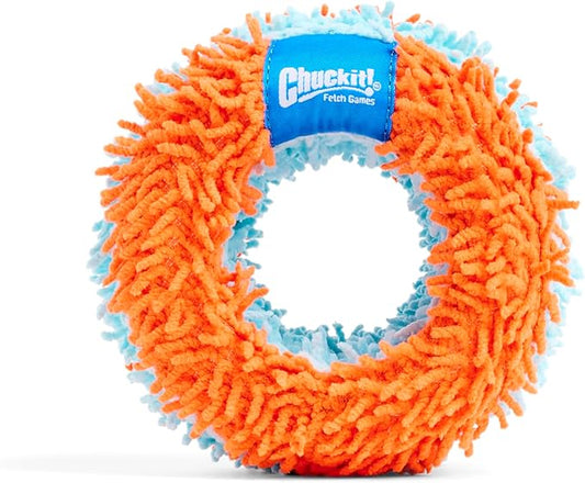 Chuckit! Indoor Fetch Roller Dog Toy - Soft Pet Toy for Dogs - Made with Durable, Lightweight, Plush Chenille Fabric - Great Alternative to Balls - 7.5-inch Diameter - Orange and Blue
