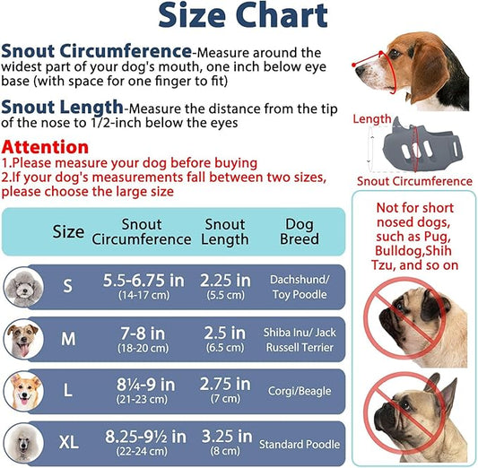 LUCKYPAW Dog Muzzle Soft Muzzle for Small Medium Dog Poodle Dachshund Breathable Silicone Cage Muzzle for Biting Chewing Funny Rhino Muzzle with Adjustable Strap (Grey, S-(Snout Cir:5.5-6.75in)