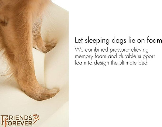 Friends Forever X-Large Dog Bed, Orthopedic Dog Sofa Memory Foam Mattress, Calming Dog Couch Bed, Wall Rim Pillow, Water Resistant Liner, Washable Cover, Non-Slip Bottom, Chester, X-Large Cocoa Brown
