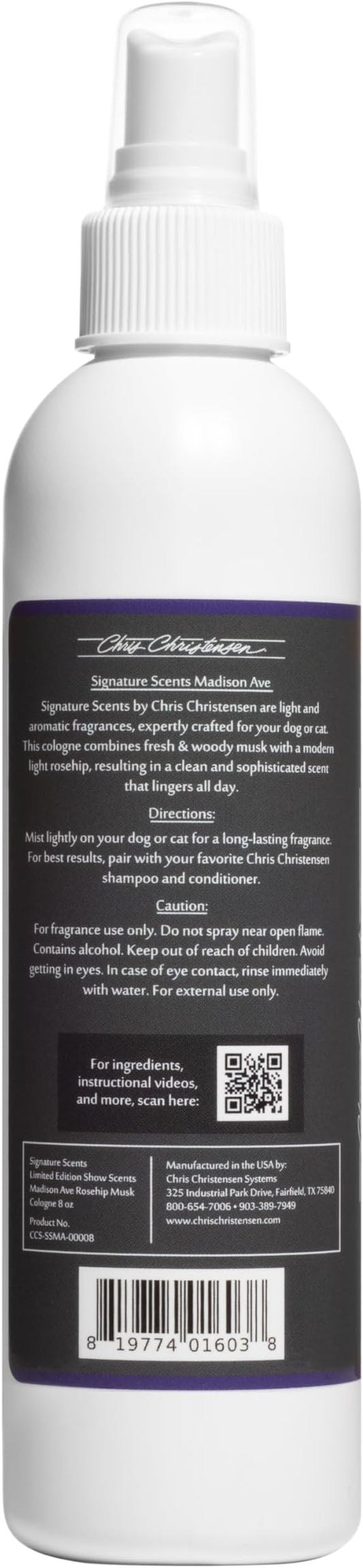 Chris Christensen Signature Scents Madison Ave, Grooming Pet Cologne, Groom Like a Professional, Long Lasting, Designer Fragrances, For Dogs and Cats, 8oz