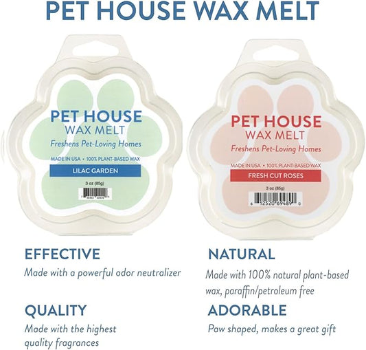 One Fur All Pet House Spring and Summer Wax Melts for Pet Odor, Natural, Plant Based Soy Wax Melts, Long Lasting Fragrance for Fresh Smelling Homes, Fresh Cut Roses and Lilac Garden