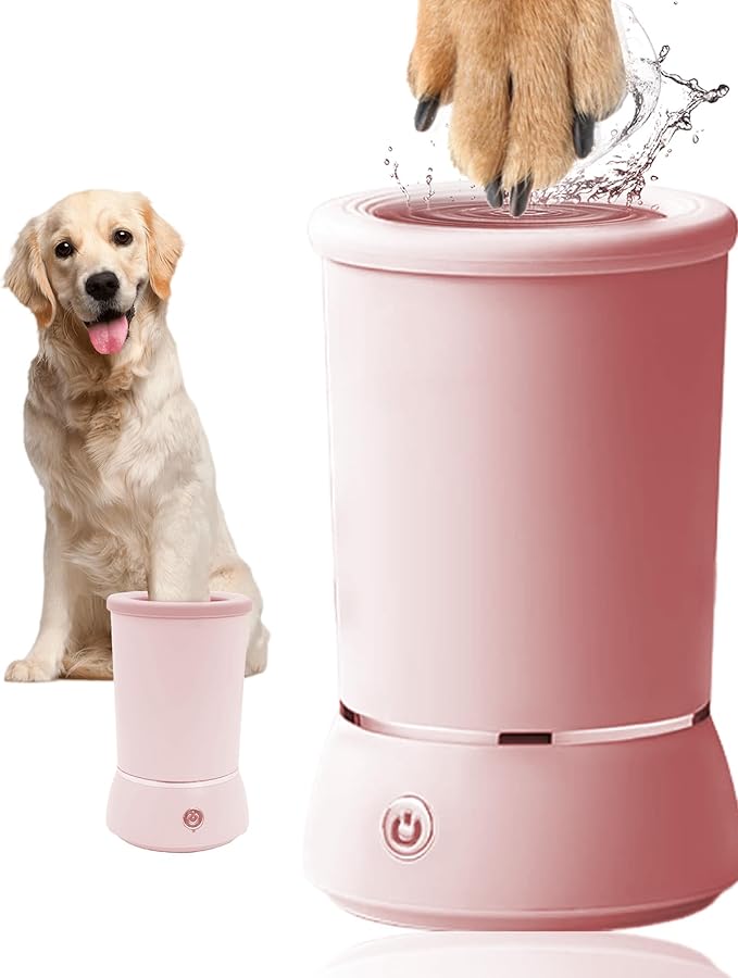Automatic Dog Paw Cleaner for Dogs,Electric Dog Foot Paw Washer Cup and Massager,2 Speeds for Thorough Cleaning and USB Rechargeable,Pet Paw Feet Cleaner for Small Medium Dogs Cats (Pink)