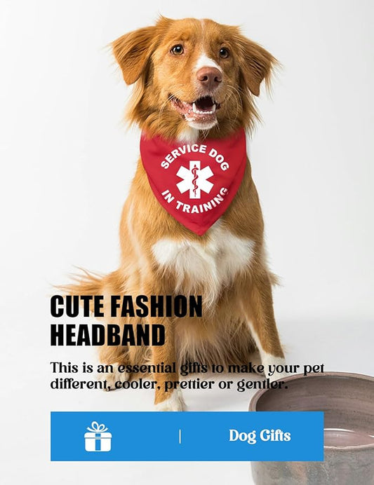Service Dog in Traning Funny Red Pet Scarf Bandana Pet Walking Accessories for Puppy Triangle Scarf for Small Medium Large Dogs Birthday Party Photo Props Scarf Gifts for Pets and Dog Lovers