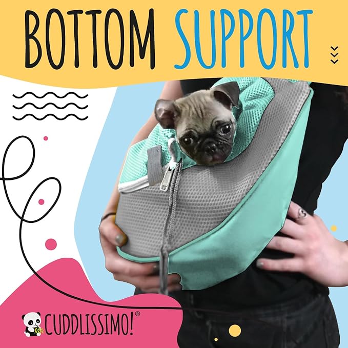 Pet Sling Carrier - Small Dog Puppy Cat Carrying Bag Purse Pouch - For Pooch Doggy Doggie Yorkie Chihuahua Baby Papoose Bjorn-Travel Front Backpack Chest Body Holder Pack To Wear (Teal-S)
