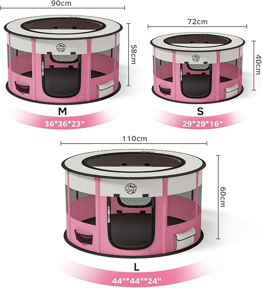 Dog Playpen Puppy Play Pen Indoors Pet Crate Small Dog Cage Portable Foldable Cat Kennel for Kitten Hamster Rabbit Bunny Guinea Pig with Collapsible Food Bowl Carrying Case