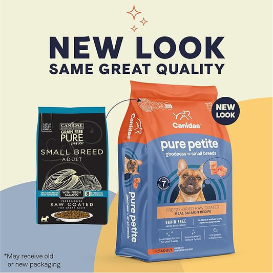 Canidae Pure Petite Freeze-Dried raw coated Recipe with Real Salmon Dog Dry 4 lbs.