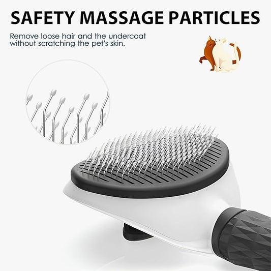 FurGlam Pet Grooming & Massaging Brush for Dogs and Cats, Slicker Bristles for De-Shedding, Detangling, and Coat Grooming, Medium, Grey/white