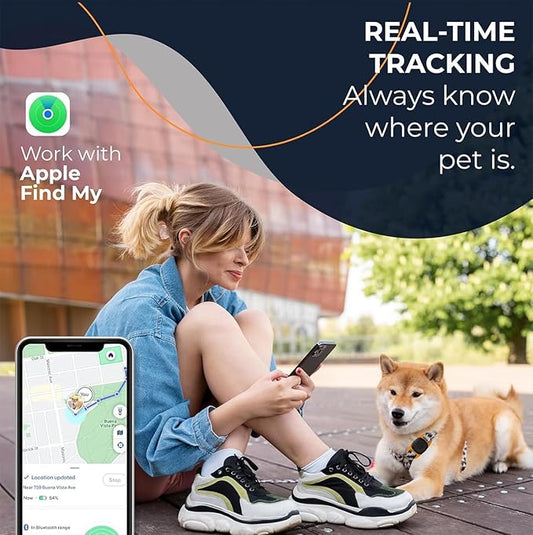 Dog Tracker Smart Pet Location Tracker with Collar Holder, Smart Item Finder, MFi Certificated Dog Tracking Device, No Monthly Fee, Works with Apple Find My,Not GPS(iOS Only) Butter Yellow