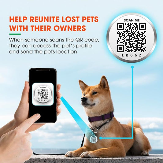 SMORDERNPETZ - Smart Dog Tag for Dogs and Cats - Durable Dog Name Tag - Waterproof QR Code Dog Tags for Pets with Anti-Lost Feature, Easy to Use - No Subscription Fees - Pack of 1(Black)