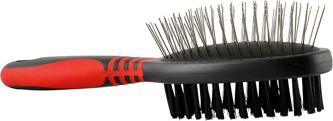 Jeffers Pet 2 Sided Pin Brush - Grooming Tool for Dogs, Cats, Small Animals, Pin Brush for Detangling & Nylon Bristles for Smooth Finish, Ergonomic Handle, Perfect for Medium to Long Coats