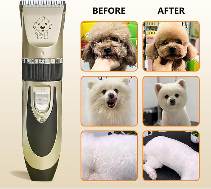 Dog Clippers Cat Clippers for Grooming with Narrow Blade Low Noise, Rechargeable, Cordless, Pet Shaver for Matted Hair, Quiet Trimmer Pet Hair Thick Coats, for Dogs, Cats, Rabbits