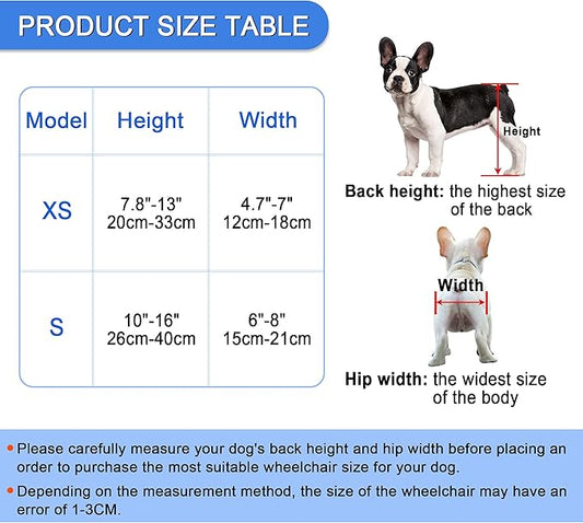 Adjustable Dog Wheelchair for Back Legs,Pet/Doggie Doggy Wheelchairs with Disabled Hind Legs Walking (XS-Blue)