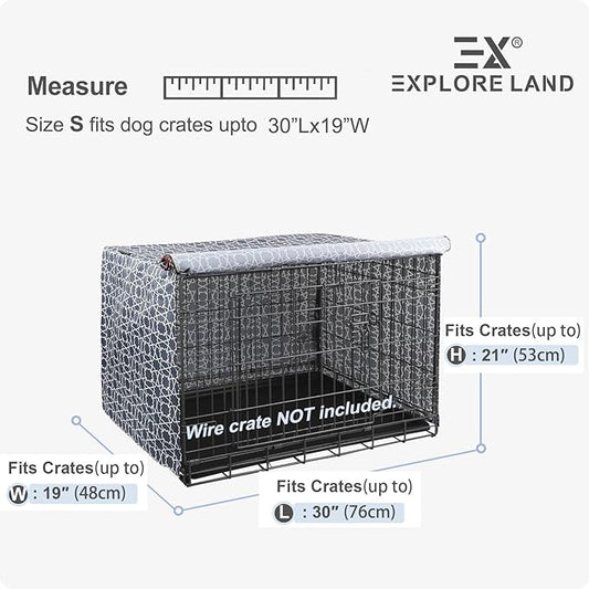 Explore Land Pattern Dog Crate Cover for 30 Inches Wire Cage, Heavy-Duty Polyester 1 2 3 Doors Standard Metal Pet Kennel Enclosure (Morocco)