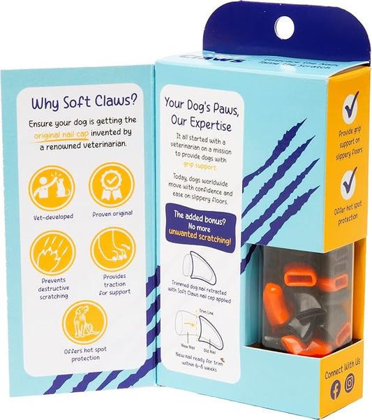 Soft Claws Canine Pet Halloween Colors Nail Cap Kit, XX-Large, 40-Pack, Black and Orange