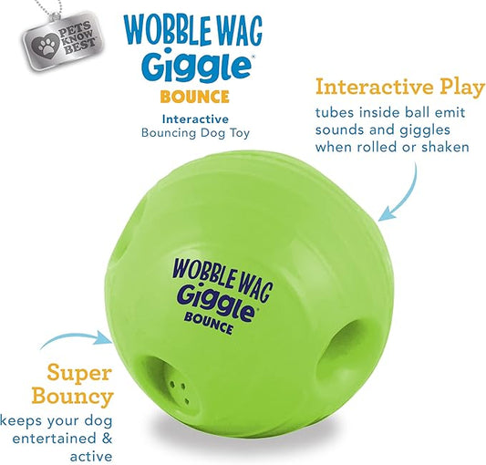 Wobble Wag Giggle Bounce Interactive Dog Toy- Sound Making Bouncing Ball for Dogs Ages Indoor & Outdoor Play, Soft & Durable with Easy Grip Design- Pets Know Best