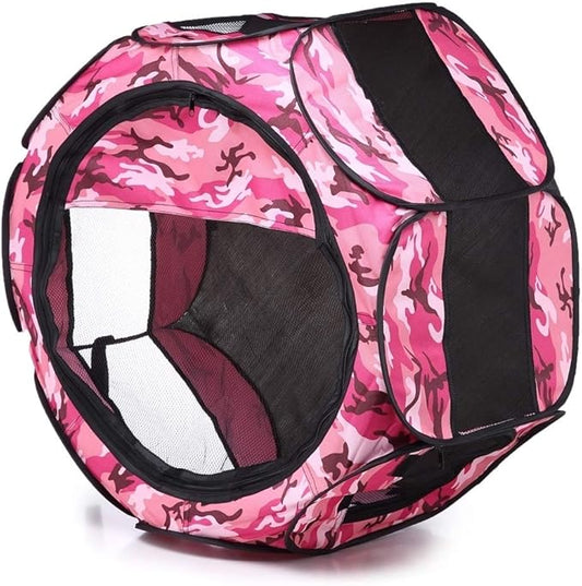 Portable Pet Playpen, 28.3" Foldable Dog Playpen for Dogie Kitten Rabbit, Exercise Playpen Tent Indoor/Outdoor Use (Cream-Coloured)