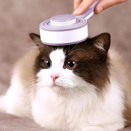 Self Cleaning Slicker Brush for Cat or Dog, Pet Grooming Brush for Long or Short Hair, Dog comb For One Button Gently Removes Loose Undercoat and Shedding Hair (Purple-Only Brush)