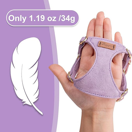 Puppytie No Pull xs Dog Harness with Multifunction Dog Leash,Soft Adjustable No Choke Escape Proof Pet Harness Vest,Light Purple,XS