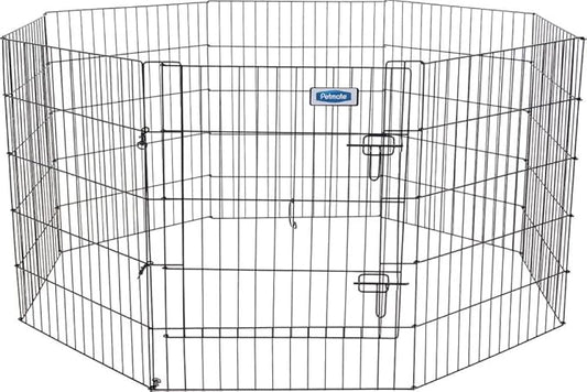 Petmate 30-Inch by 24-Inch 8-Panel Exercise Pen with Step Through Door,Black