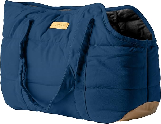 Cozy Plush Pet Carrier Purse - Secure Harness Clip, Lightweight Tote Design for Small Dogs and Puppies (Dark Blue)