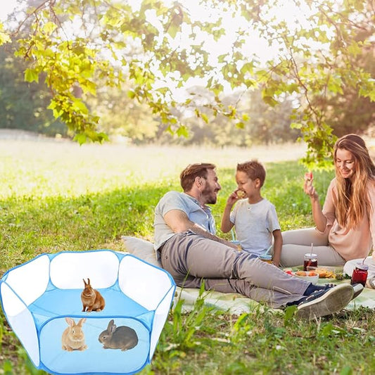 Small Animal Cage Tent Breathable & Transparent Pet Playpen Pop Open Outdoor/Indoor Exercise Fence, Portable Yard Fence for Guinea Pig, Rabbits, Hamster, Chinchillas and Hedgehogs (Low barriers)