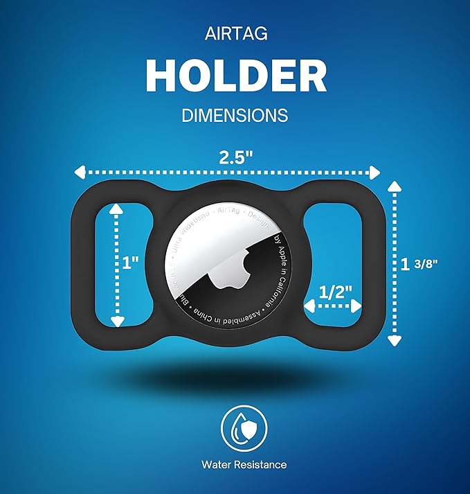 Dog Air Tag Holder (3-Pack) | Apple Air Tag GPS Tracker for Dogs | Airtag Dog Collar Holder | Airtag Holder for Dog Collar | Air Tag Holders | Black, Black & Black