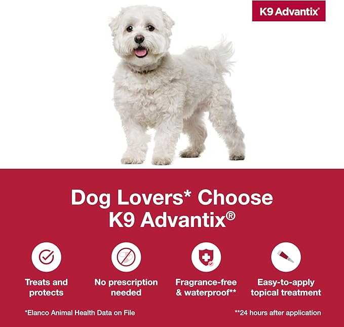 K9 Advantix Flea, Tick & Mosquito Prevention for Dogs 4-10 lbs. | Flea Drops for Small Dogs | Apply Monthly | 2 Treatments