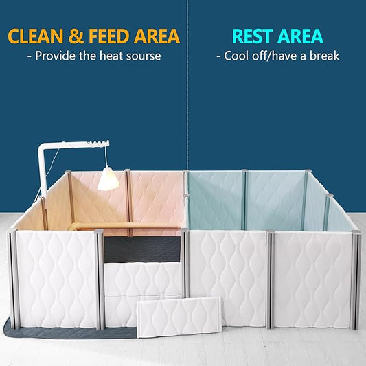 Senneny Whelping Box for Dogs - 24” Extra Tall - Dog Whelping Pen with Whelping Pad and Lamp Holder - Dog Whelping Supplies for Large Medium Small Dogs Puppies (2-Rooms(96" L x 48" W x 24" H))