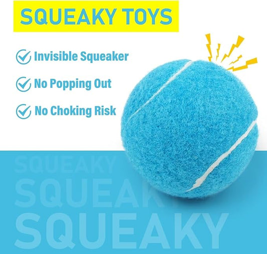 PrimePets Tennis Balls for Dogs, 2.5 Inch Squeaky Dog Toys, Interactive Pet Dog Toy Balls for Medium, Large Dogs, Squeaky Tennis Balls for Dogs