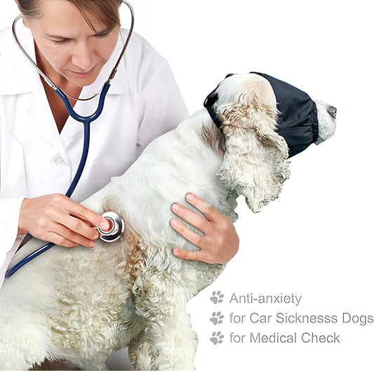 NACOCO Dog Calming Cap Eye Mask Nylon Shading Pet Anxiety Mask Muzzle for Grooming Anti Car Sickness (S)