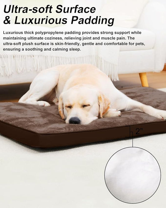 Dog Crate Bed for X Large Size Dogs,XL Washable Dog Kennel Pad Ultra Soft Pet Sleeping Mat for Cages,Anti-Slip Bottom,41x27 inch,Brown