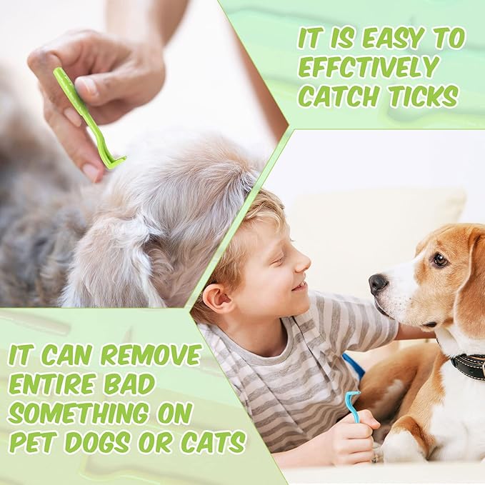 24 Pcs Tick Remover Plastic Tick Remover Tools Tick Puller Removal Tick Grabber for Dogs Cats Humans, 3 Sizes (Blue, Green, Orange, Rose Red)