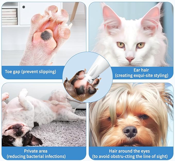 Upgraded Dog Paw Trimmer with LED Light, Low Noise Cat Clipper for Grooming, 18mm Widen Blade Digital Display Pet Paw Trimmer for Paws, Ears, Face, Waterproof Rechargeable Paws Clipper for Dog Cat