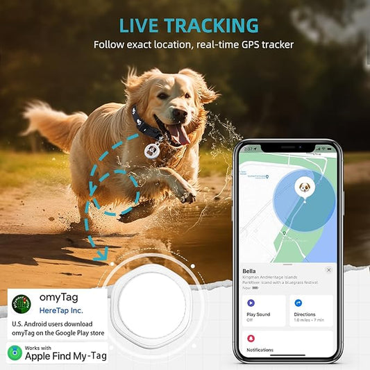 Dog Tracker-Airtag Dog Collar-Android Airtag-GPS Tracker for Dogs-Pet Tracker | Android and iOS Universal | No Charging Required | No Monthly Fee | Waterproof