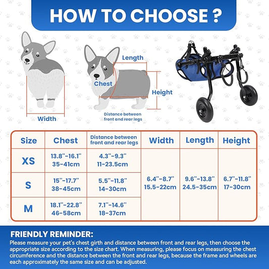 Dog Wheelchair for Back Legs, Dog Wheelchair for Small Dog, Adjustable Pets Cart with Wheels, Doggy Wheelchairs for Disabled Hind Legs, Dog Leg Brace and Hip Support (Small)