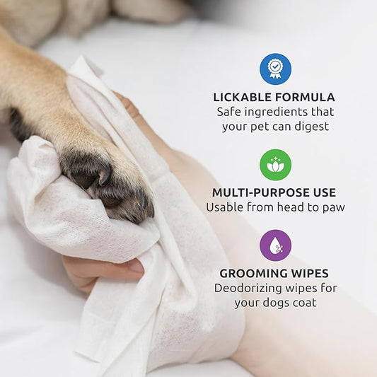 Protex PawZ SaniPaw Odor Eliminating Dog Paw Wipes (120 Wipes) Cleansing Dog Grooming Wipes, Simple & Safe Lickable Ingredients - Paw Cleaner for Dogs, Pet Wipes