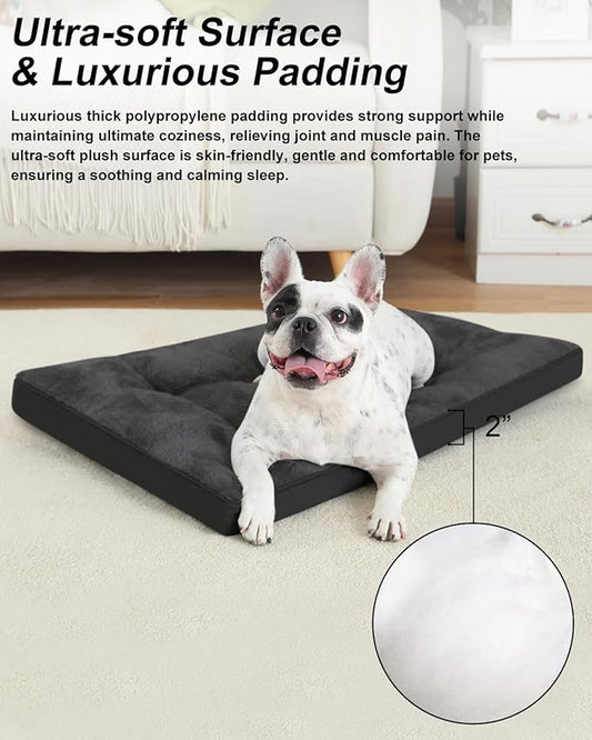 Dog Crate Bed for Medium Size Dogs,Washable Dog Kennel Pad Ultra Soft Pet Sleeping Mat for Cages,Anti-Slip Bottom,29x18 inch,Black