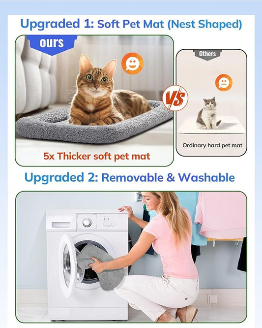 Morpilot Dog Carrier with Wheels Pet Carrier Airline Approved, Cat Carrier with Wheels Large for 2 Cats, Rolling Puppy Stroller Detachable and Foldable Pet Travel Bag Gray