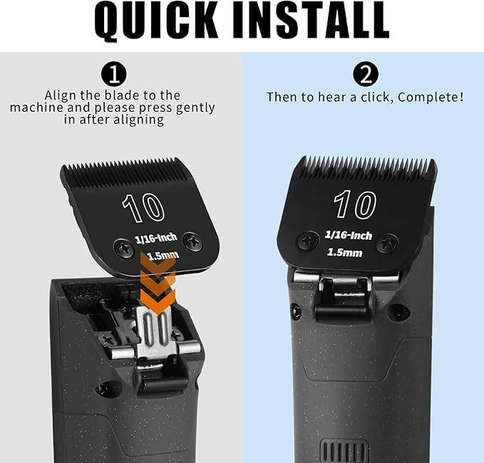 3 Pack 10# Detachable Dog Grooming Steel Blades,Compatible with Andis,Oster A5,Wahl KM-10 Series,Cut Length 1/16-Inch 1.5MM (Black)