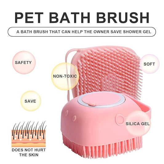 BLMHTWO Pet Bath Brush Dog Scrubber for Bath Pet Shampoo Brush Dog Bathing Brush Pet Bubble Brush with Silicone Loop Handle for Long Short Haired Dogs and Cats