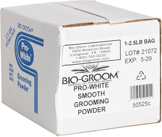 Bio-Groom Pro-White Dog Grooming Powder - Smooth Coat Defense, Dog Bathing Supplies, Puppy Wash, Cat & Dog Grooming Supplies, Cruelty-Free, Made in USA, Dog Powder for Odor - 2.5 lb Box