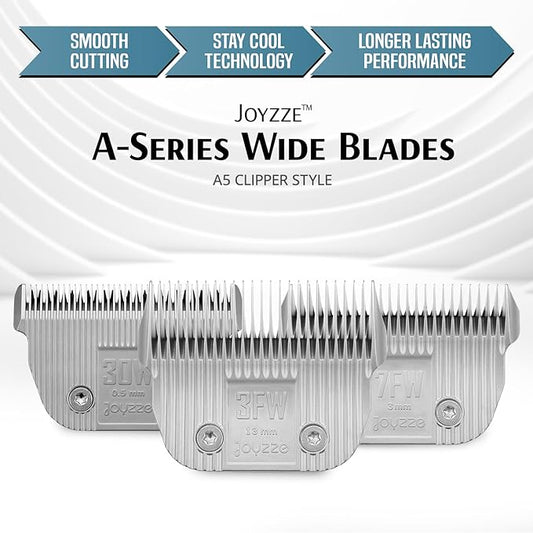 Raptor/Falcon Series A Wide Blade - Professional Grade Dog Clipper Grooming Blades, Detachable, Replacement - Stainless Steel, Coated Ceramic, (A Series #7FW)