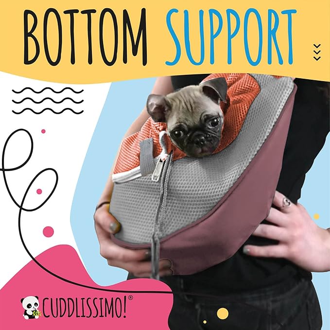 Pet Sling Carrier - Small Dog Puppy Cat Carrying Bag Purse Pouch - For Pooch Doggy Doggie Yorkie Chihuahua Baby Papoose Bjorn - Hiking Travel Front Backpack Chest Body Holder Pack (Red-L)